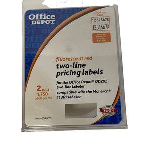 Office Depot Monarch‎ Two Line Pricing Labels 1 Rolls White Pack 3500